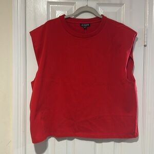 J. Crew Red Structured muscle T-shirt Red Cap sleeved cotton XXL